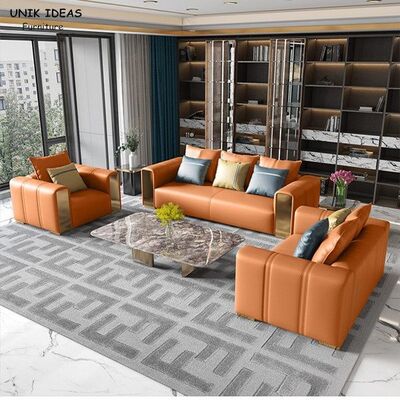 قیمت خوب Luxury Leather Modern Living Room Sectional Sofas Couches With Recliners Brown آنلاین