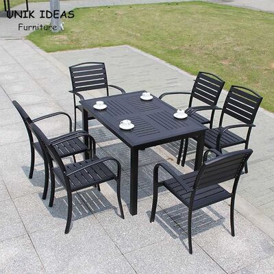 قیمت خوب Patio Garden Furniture Black Waterproof Outdoor Dining Table D80xL120xH73CM آنلاین