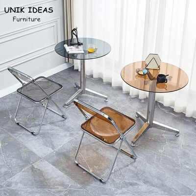 قیمت خوب Pub Small Bistro Glass Table And Chairs Set 4 Seater Crystal Acrylic Folding آنلاین