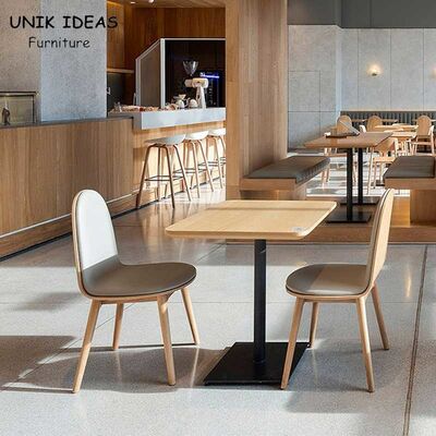 قیمت خوب 75cm Square Solid Wood Dining Table And 4 Chairs Plywood Coffee Shop آنلاین