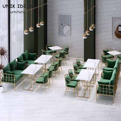 قیمت خوب Breakfast Break Room Commercial Booth Seating Furniture Cafe Gold Stainless Steel آنلاین
