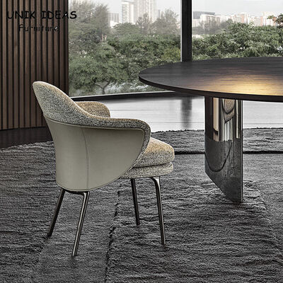 قیمت خوب Euro Nordic Dining Chairs Scandinavian Style Dining Set Villa Living Room Steel Fabric Arm آنلاین