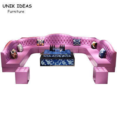 قیمت خوب Button Tufted Club Lounge Sofa Leather Chesterfield U Shaped Sectional With Sleeper آنلاین