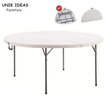 قیمت خوب Six Foot 8 Foot Folding White Round Plastic Banquet Table For 10 Seater Outdoor آنلاین