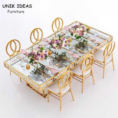 قیمت خوب 12 Foot Folding Banquet Table Top Glass Rectangle Crystal Chic 8x30 آنلاین