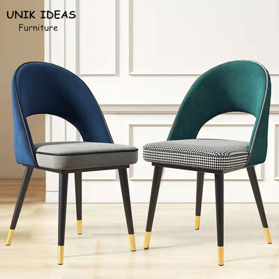 قیمت خوب Kitchen Green Metal Frame Dining Room Chair Back Styles Upholstered Backrest Armrest Lounge آنلاین