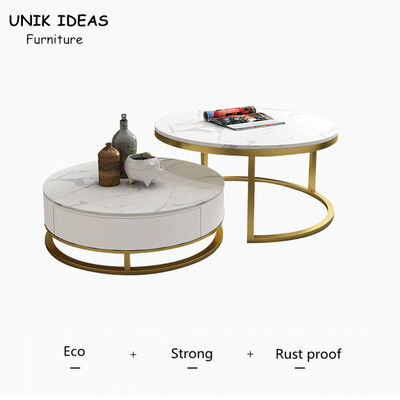 قیمت خوب 80x80cm Round Luxury Center Tables Design Metal Black Combination آنلاین