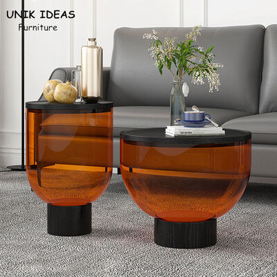 قیمت خوب Round Tempered Glass Center Table Living Room Coffee Large Small Bowl 35x52cm آنلاین