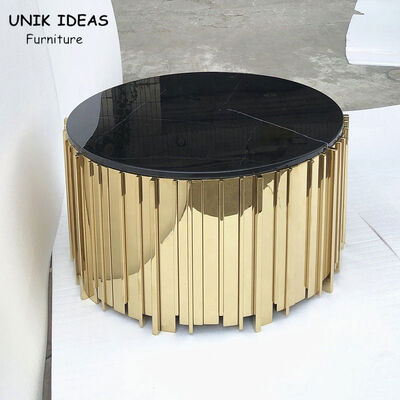 قیمت خوب 45x57cm Luxury Living Room Center Table For Black Sofa Round Side Metal Base آنلاین