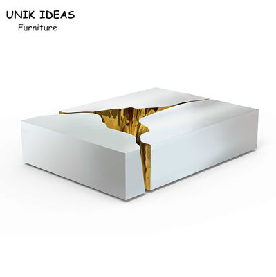 قیمت خوب Modern White Black Stainless Steel Coffee Table Designs Metal Short 1100x700x340 آنلاین