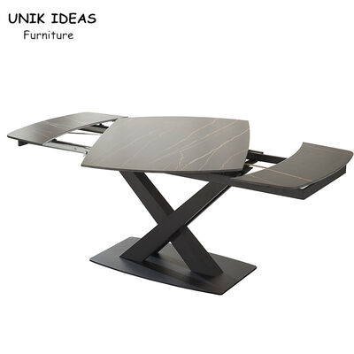 قیمت خوب Marble Extendable Dining Table And Chairs Set Modern Nordic Black Adjusted 200cm آنلاین