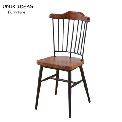 قیمت خوب euro style Nordic Dining Chair Retro Solid Wood High Back Metal Bar 85cm آنلاین