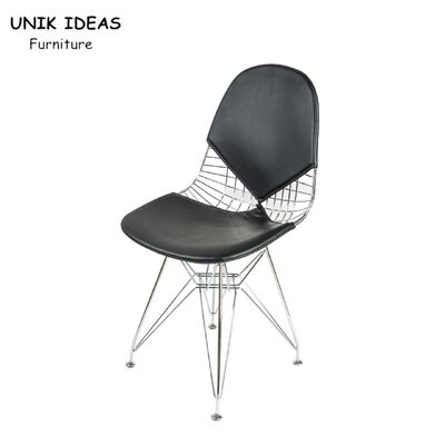 قیمت خوب Iron Black Metal Frame Dining Chairs PU Leather Garden Comfy Indoor Outdoor آنلاین