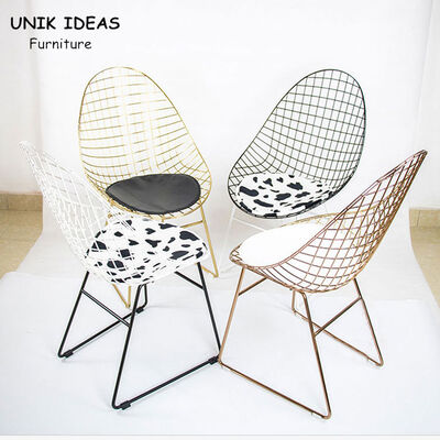 قیمت خوب Steel Metal Frame Dining Chair With Gold Legs Outdoor Leisure Seating 55x58x93.5cm آنلاین