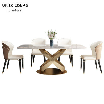 قیمت خوب Slate Rectangular Luxury Dining Table And Chairs 40mm Thickness Home Furniture آنلاین