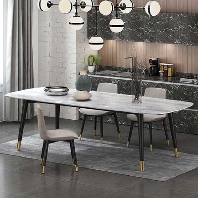 قیمت خوب OEM Luxury Dining Table And Chair Set Sintered Stone Top Nordic Style آنلاین