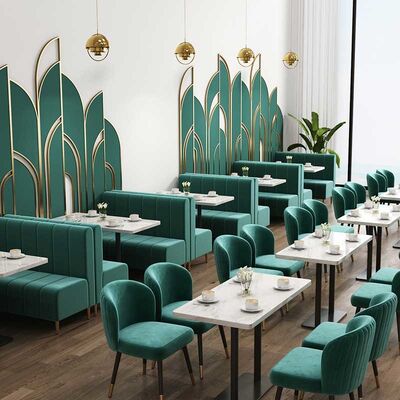 قیمت خوب Green Velvet Restaurant Dining Table And Chairs Attractive Booth Cafe Tables آنلاین