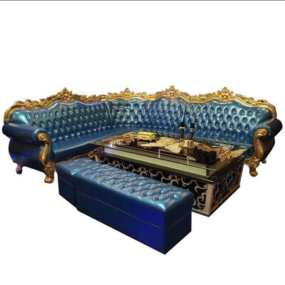 قیمت خوب Customized Blue Paint Bar Sofa Set Metal Velvet Sponge Material آنلاین