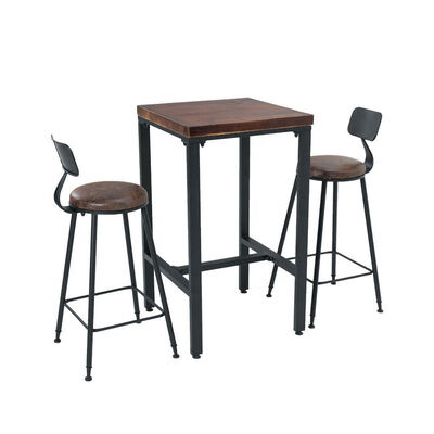 قیمت خوب Unique Wooden Bistro Bar Tables Cafe Square 60x60 High Dining Table Set آنلاین