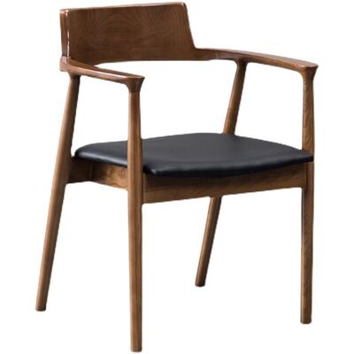 قیمت خوب Vintage Lounge Dining Chair Solid Wood Ash Frame Leather Cover Sponge Cushion آنلاین