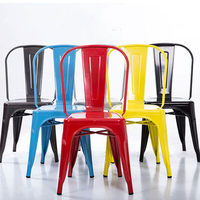 قیمت خوب Colourful Restaurant Metal Frame Dining Chairs Vintage Lightweight 43cmx44cmx85cm آنلاین