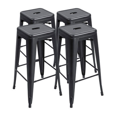 قیمت خوب Iron High Foot Bar Chair Industrial Stackable Bar Stool Black Seater آنلاین