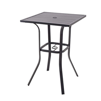قیمت خوب Metal Bistro Table Bar Height Outdoor Square With Umbrella Holes آنلاین
