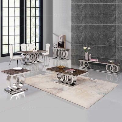 قیمت خوب Modern Living Room Stainless Steel Coffee Table 20mm Marble Dining Table آنلاین