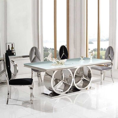 قیمت خوب Rectangle Marble Dining Table With 8 Chairs 201 Stainless Steel Leg آنلاین
