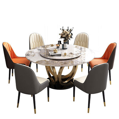قیمت خوب High Level Dining Table Set 6 Chairs With Rotating Centre Hotel Table آنلاین