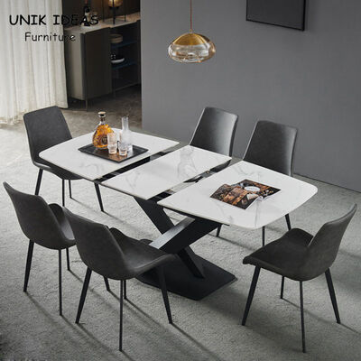 قیمت خوب White Luxury Dining Table And Chairs 150cm 140cm 130CM 160cm 6 Seats Extended آنلاین