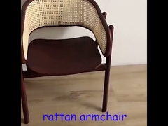 صندلی دسته‌دار حصیری نوردیک چوب طبیعی چوب جامد صندلی ناهارخوری